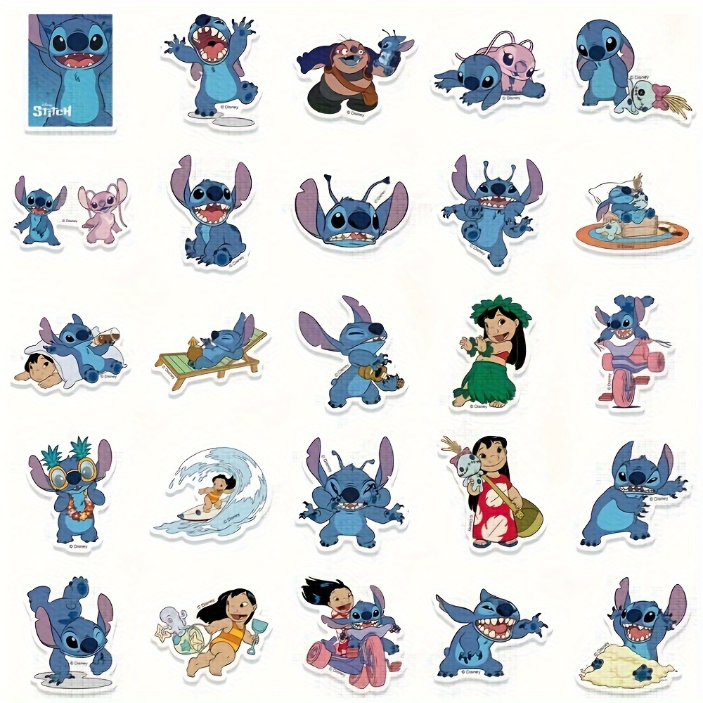 K&Y Stitch Lilo playing guitar Sticker for phone case car window, laptop  Size 3 (Pack of 3)