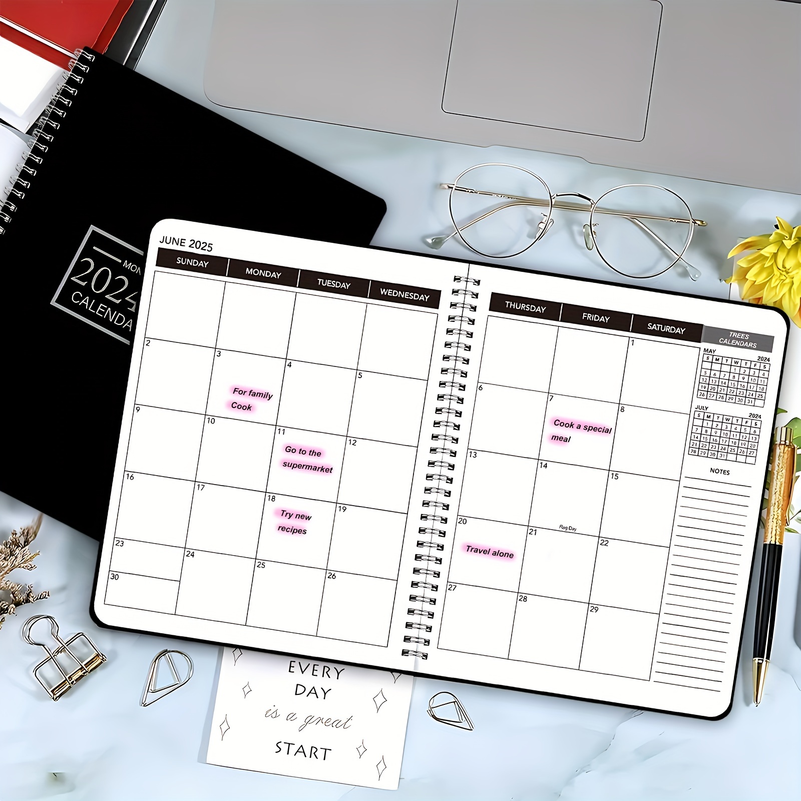 2024 2025 Monthly Calendar Planner Spiral 24 month Office - Temu