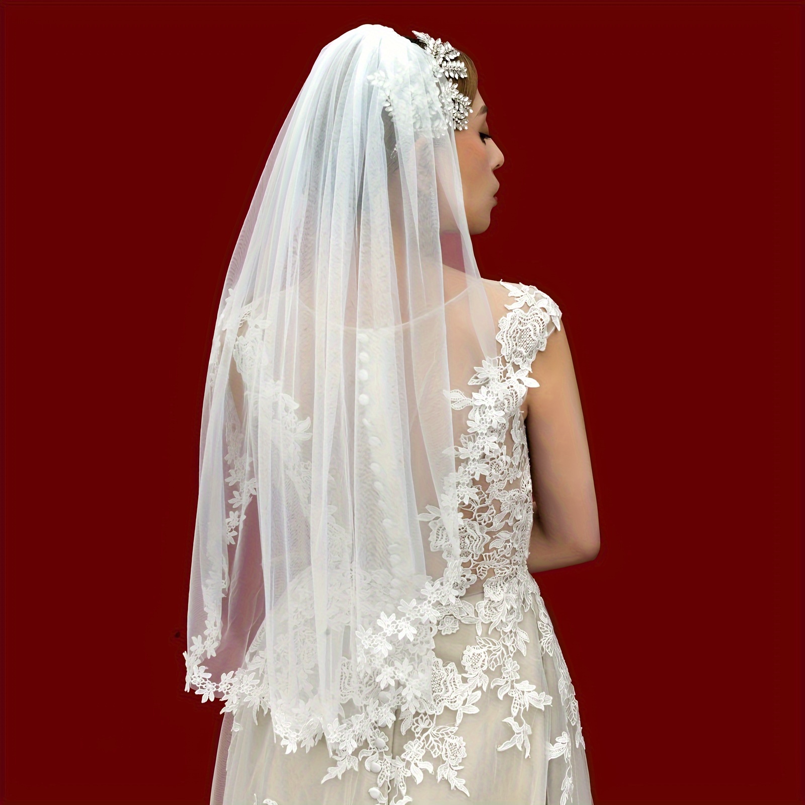 White/Ivory 2 Layer Elbow Wedding Bridal Veil with Comb