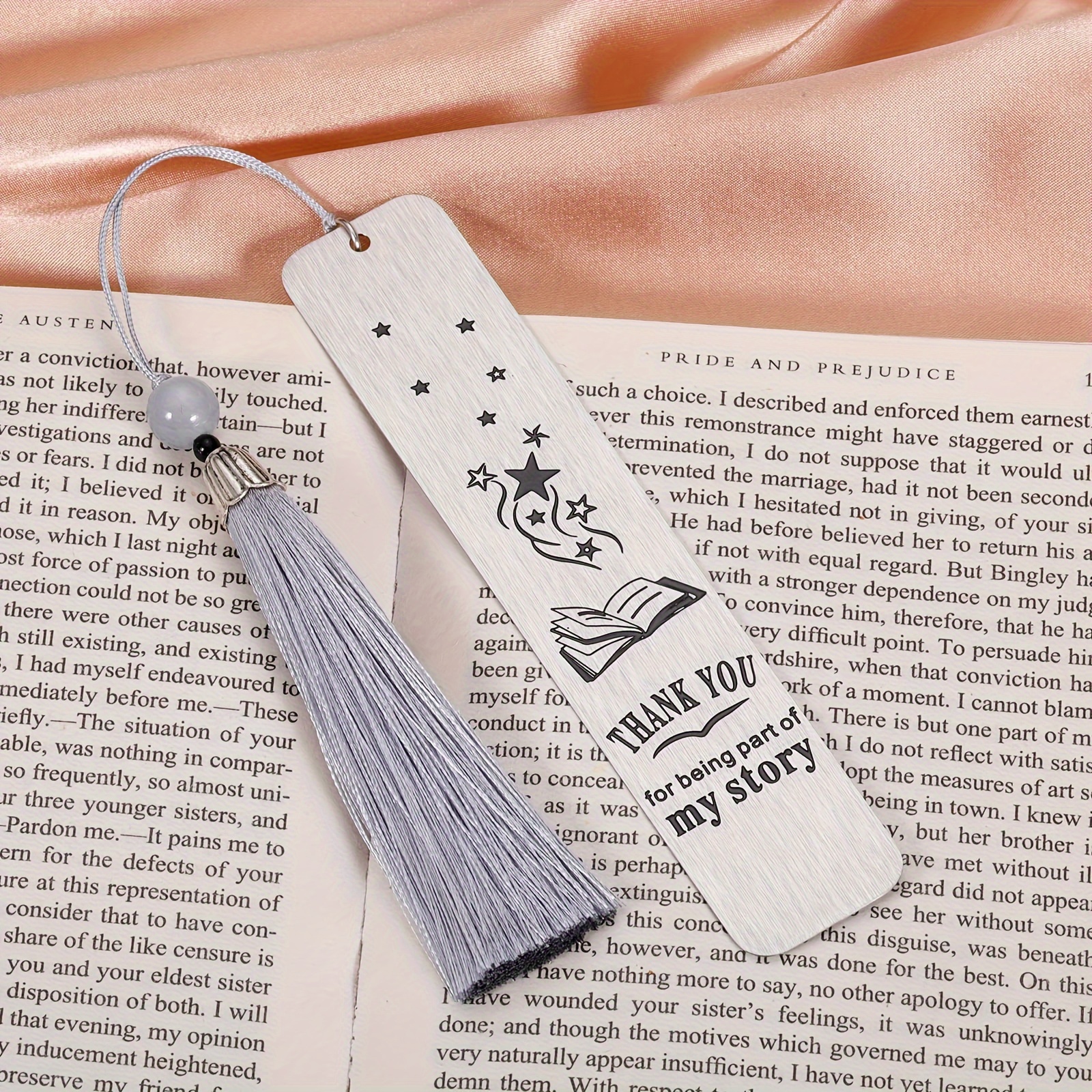 1pc, Stainless Steel Bookmark With Tassel Bookmark, Women Funny