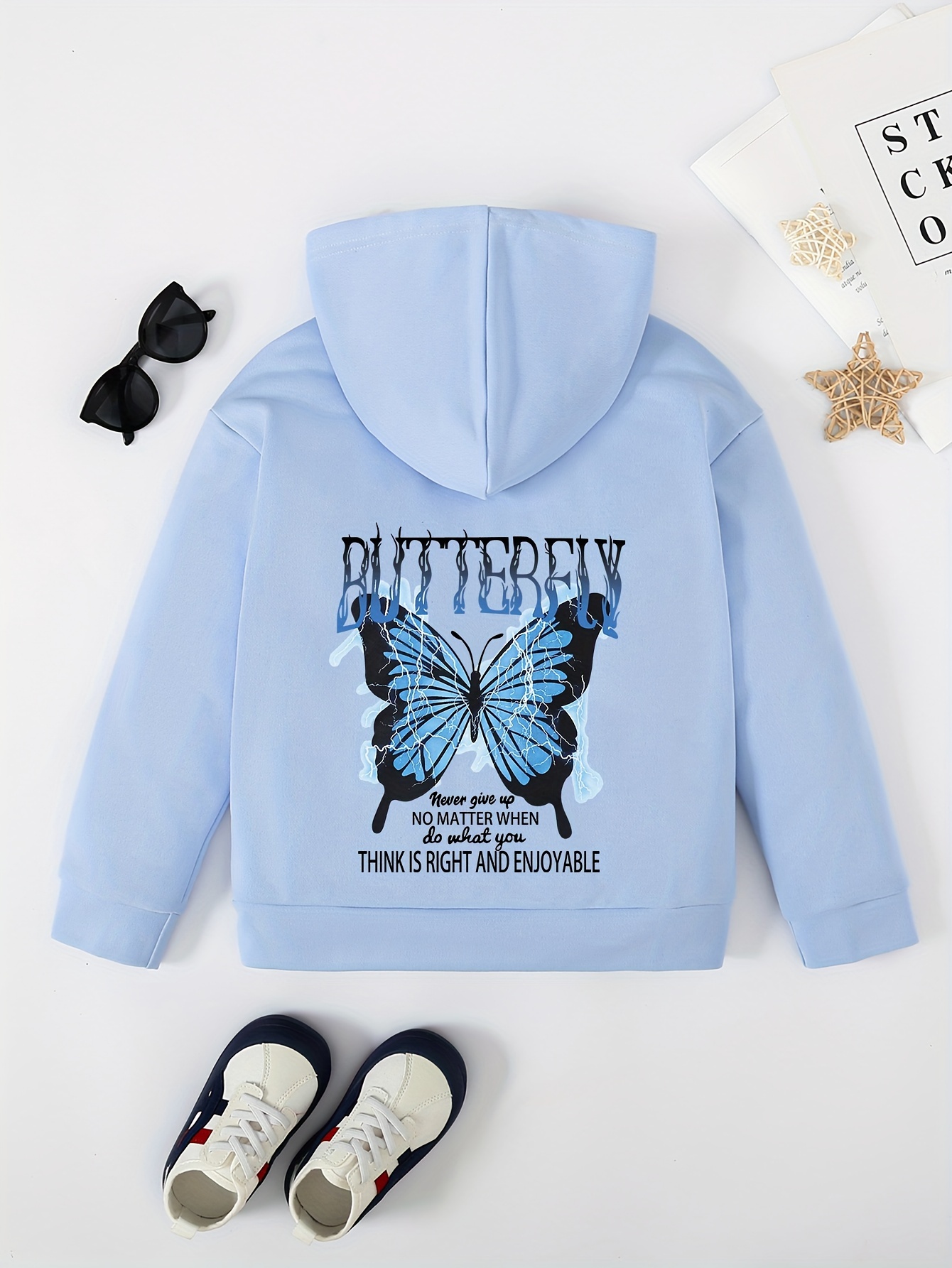 Tracksuit Girls Butterfly Graphic Hoodie Sweatshirt + - Temu