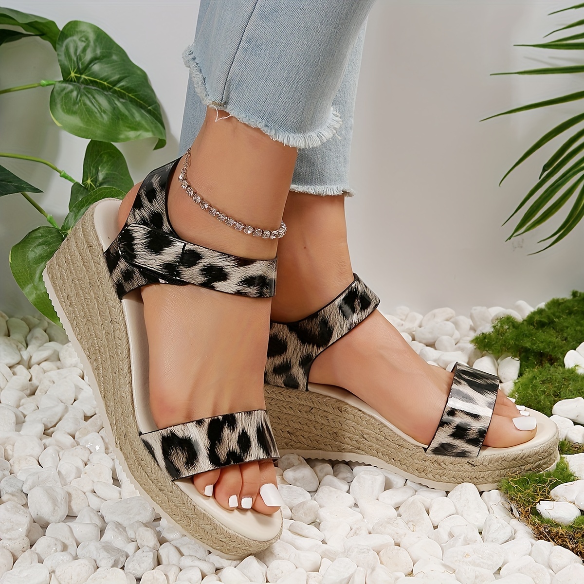 leopard print espadrille wedges