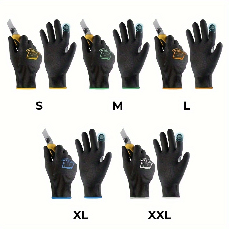 Guantes de trabajo resistentes a los cortes Nivel 6, revestimiento de  nitrilo de espuma con agarre, guantes de seguridad para pantalla táctil  para
