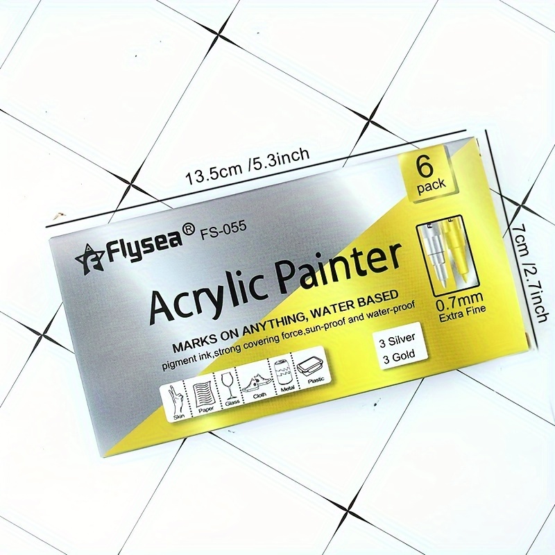 Flysea Acrylic Paint Pens 3 Sliver And 3 Gold Marker - Temu