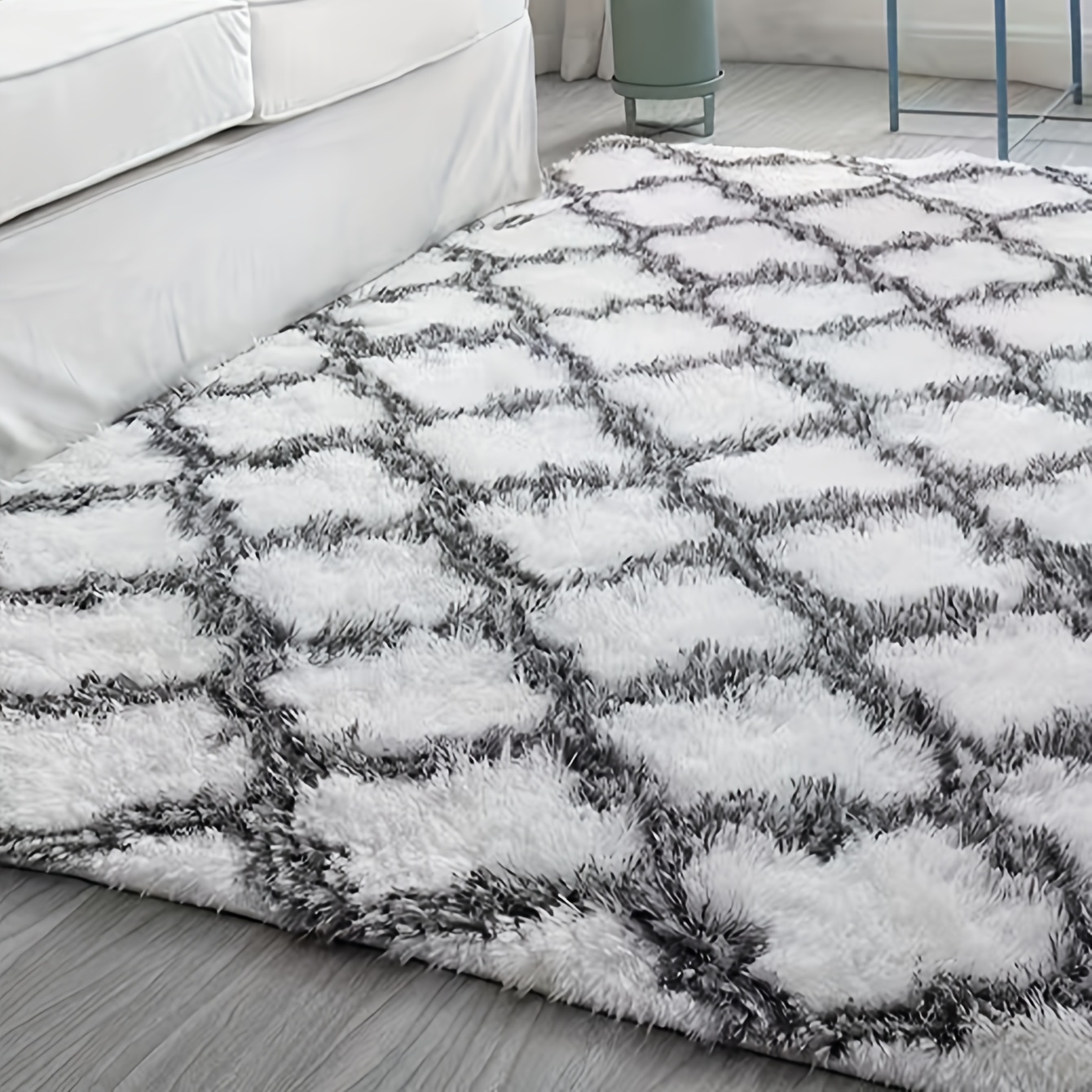 Foxmas Alfombras grises para dormitorio, alfombra de área de 4 x 6 pies,  alfombra de felpa mullida, alfombra suave y lanuda para dormitorio,  alfombra