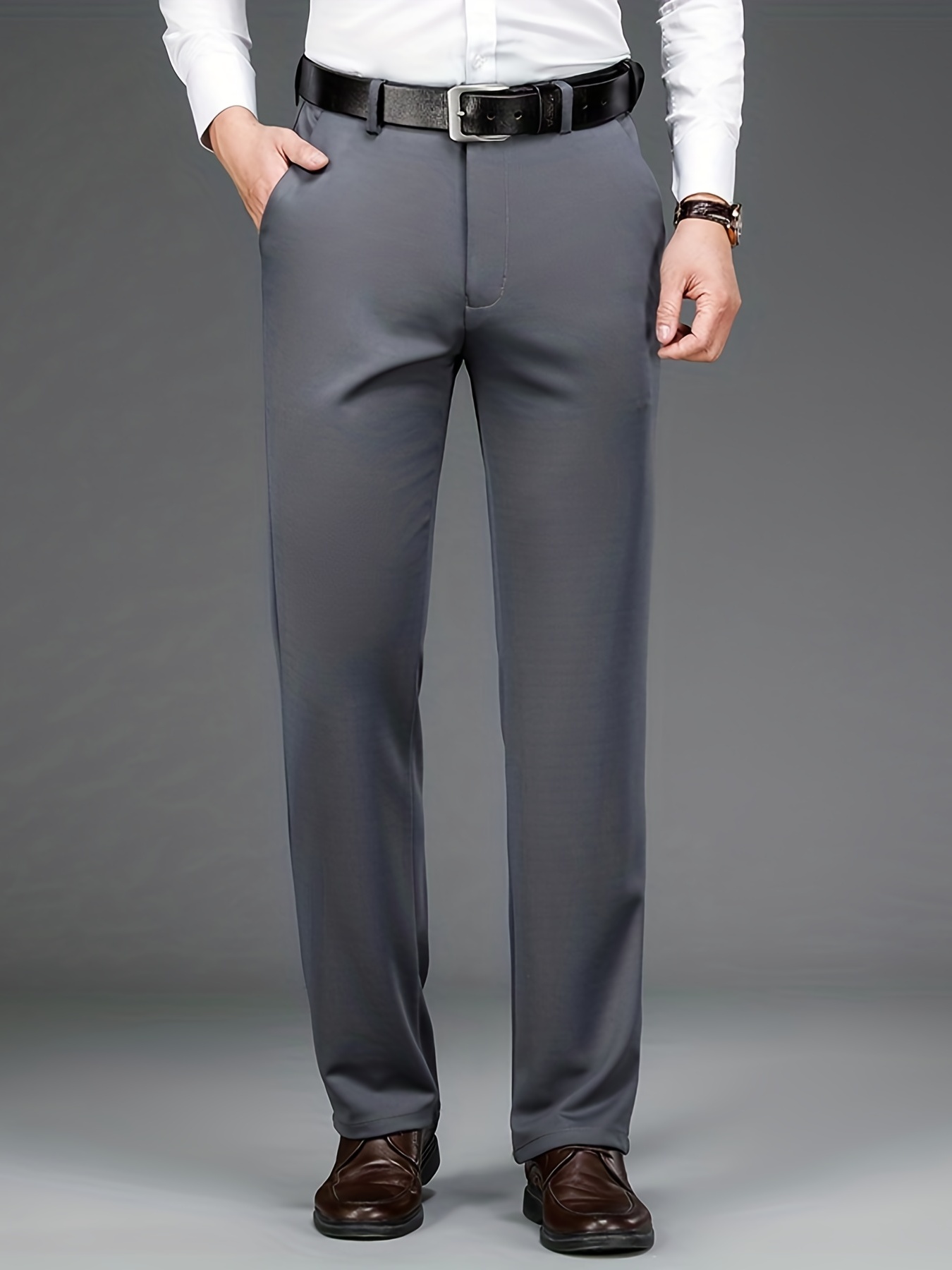 Men's Corduroy Pants Business Formal Stretch Straight Leg - Temu Canada
