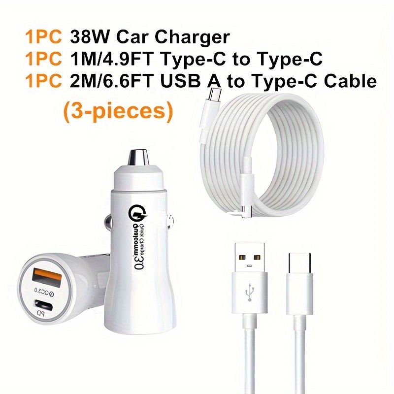  iPhone 15 Fast Car Charger, 40W Dual USB C iPhone Car Charger  Fast Charging Adapter with 2 Pack USB C to USB C Cable for iPhone 15/15  Plus/15 Pro/15 Pro Max