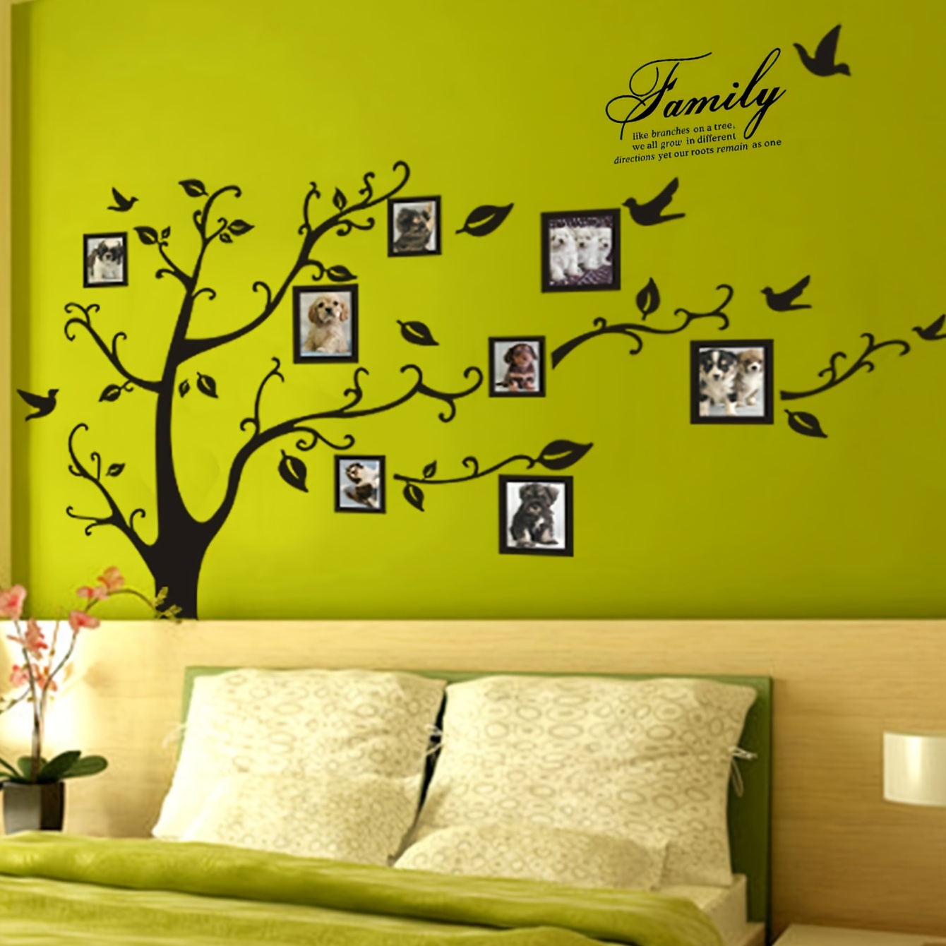 Tree Wall Decal 3D Living Room Green/Yellow Acrylic Best Decorative