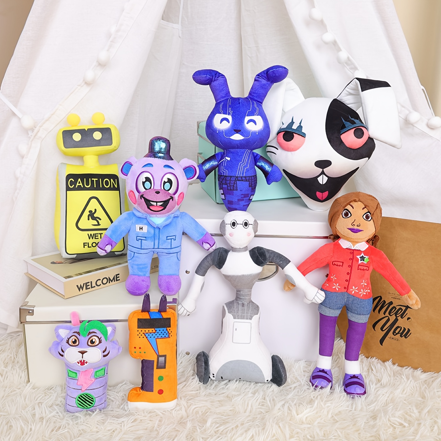 FNAF Plushies Set,Five Night Plushies 7.8 inch,Horror Game Animals Stuffed  Toys,FNAF Security Breach Plushies Set for Game Fans 