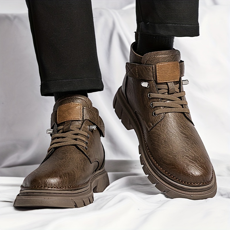 Botas Con Cordones De Cuero Estampado Para Hombre - Zapatos Casuales Para  Caminar - Zapatillas Cómodas Y Transpirables