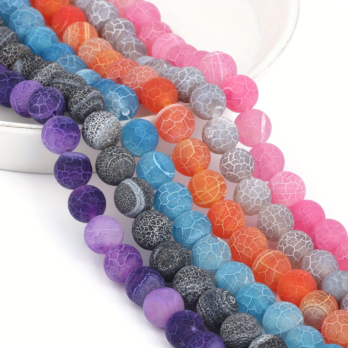 Fire Agates Natural Beads Round Loose Spacer Beads For - Temu