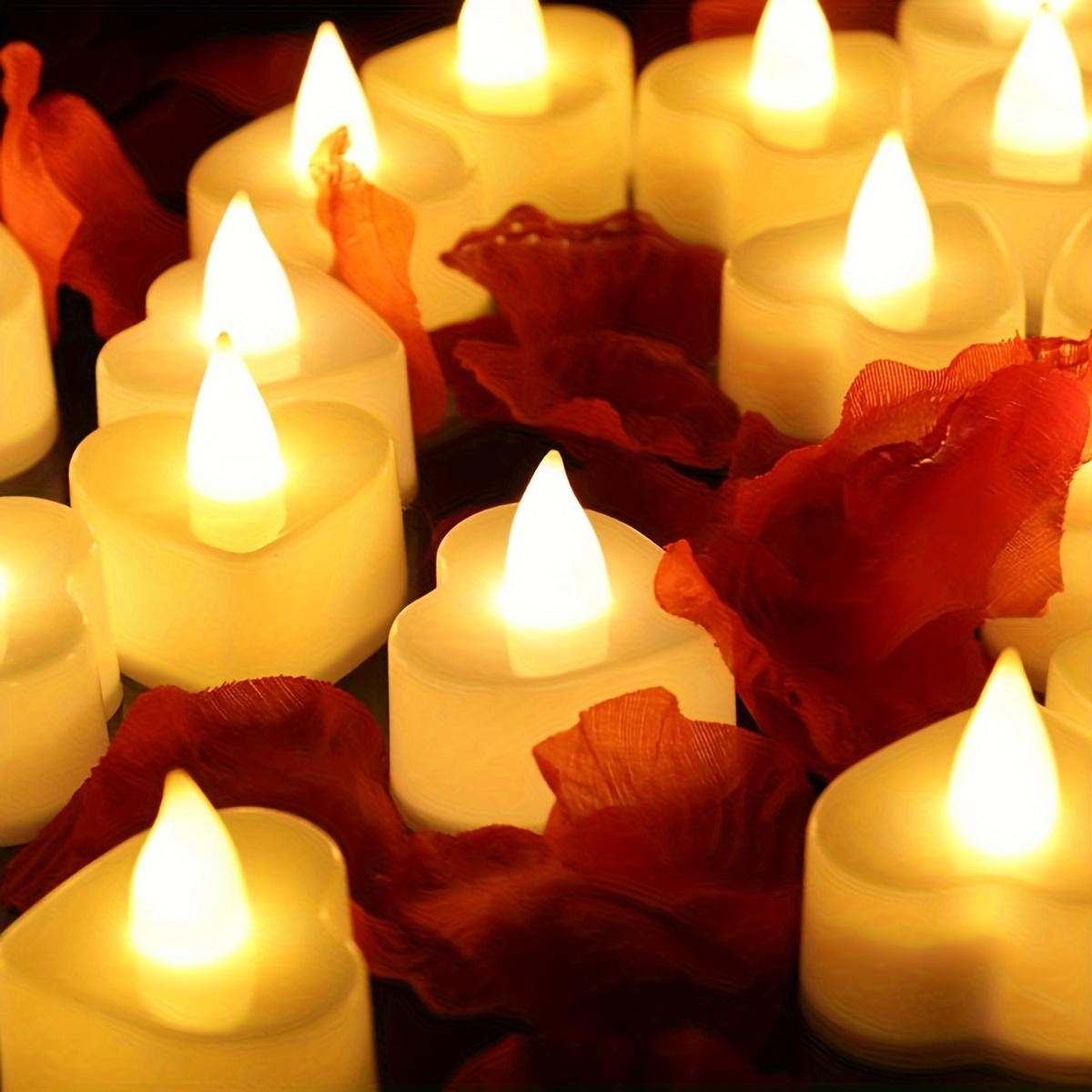 Uonlytech 24 velas pequeñas para día de San Valentín té de plata adornos de  noche LED mesa de boda sin llama para decoraciones lámparas velas para –  Yaxa Costa Rica
