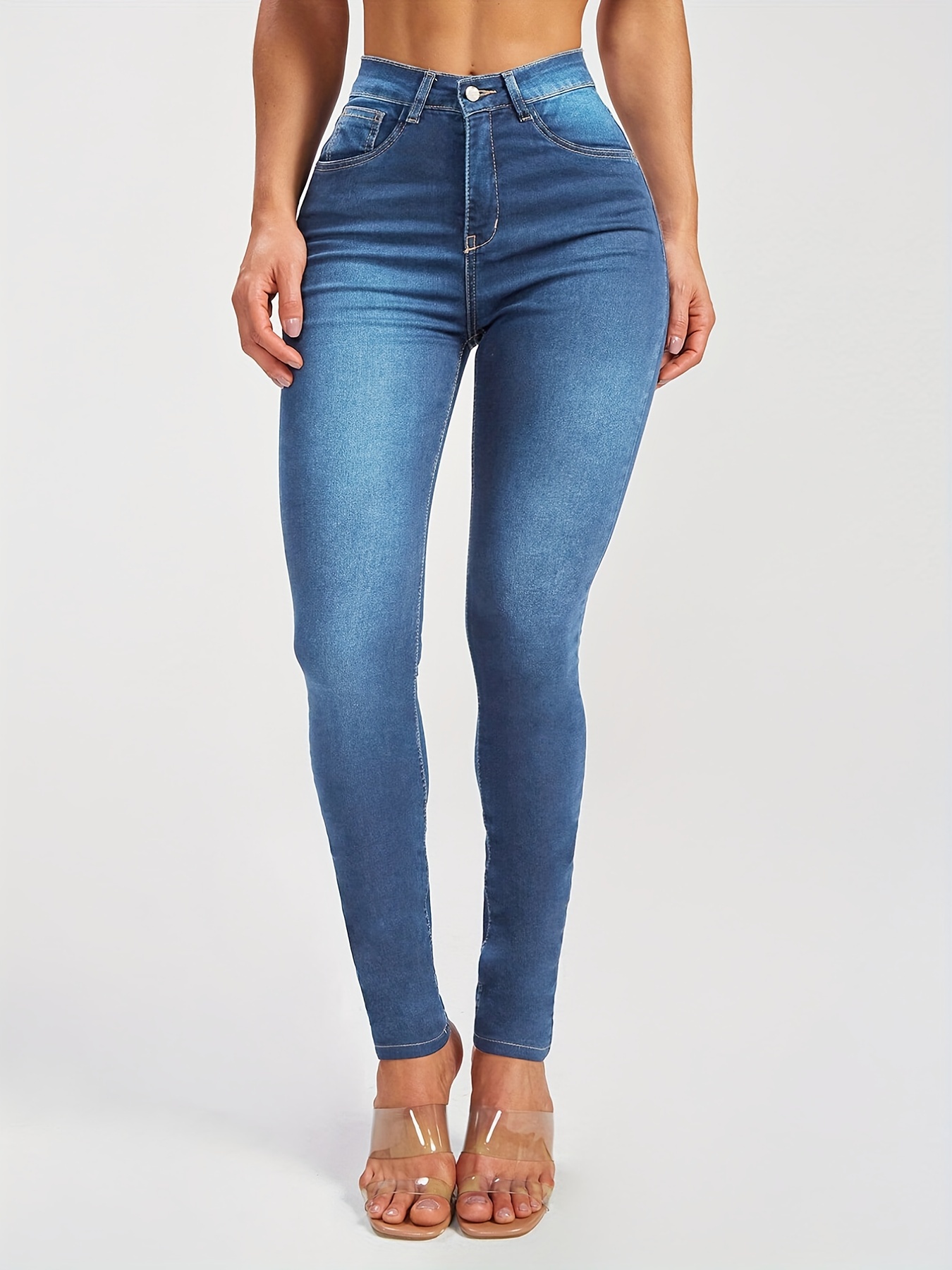 Skinny Very Stretchy High Rise Dark Wash Gap Proof Jeans BloomChic
