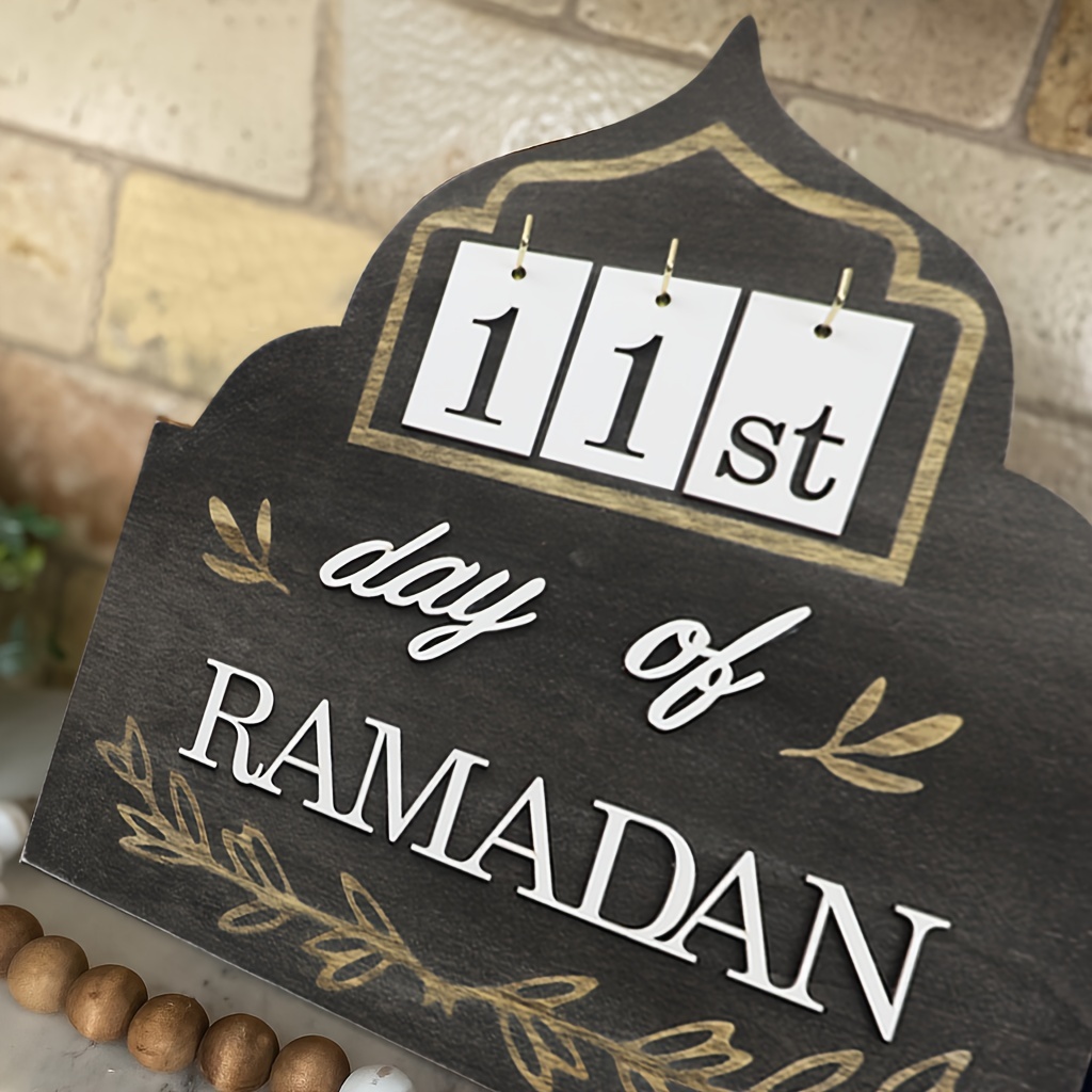 Calendrier de l'Avent du Ramadan en bois, calendrier de compte à rebours du  Ramadan, ornement EID Mubarak pour la maison, décorations de table  islamiques musulmanes, 2023 - AliExpress