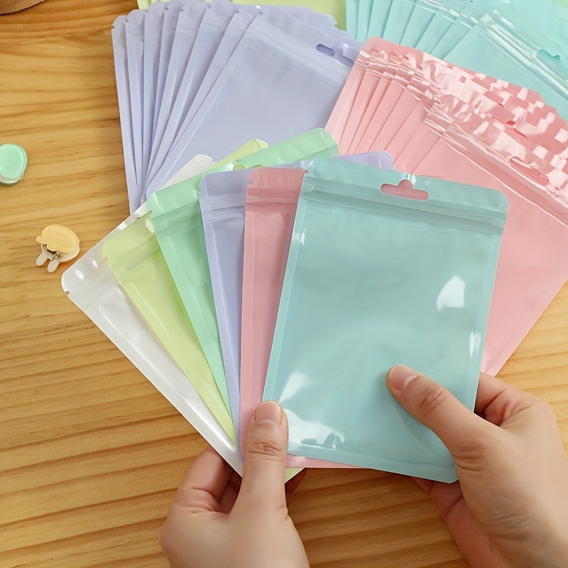 Macaron Color Plastic Ziplock Bags Transparent Visible Seal - Temu