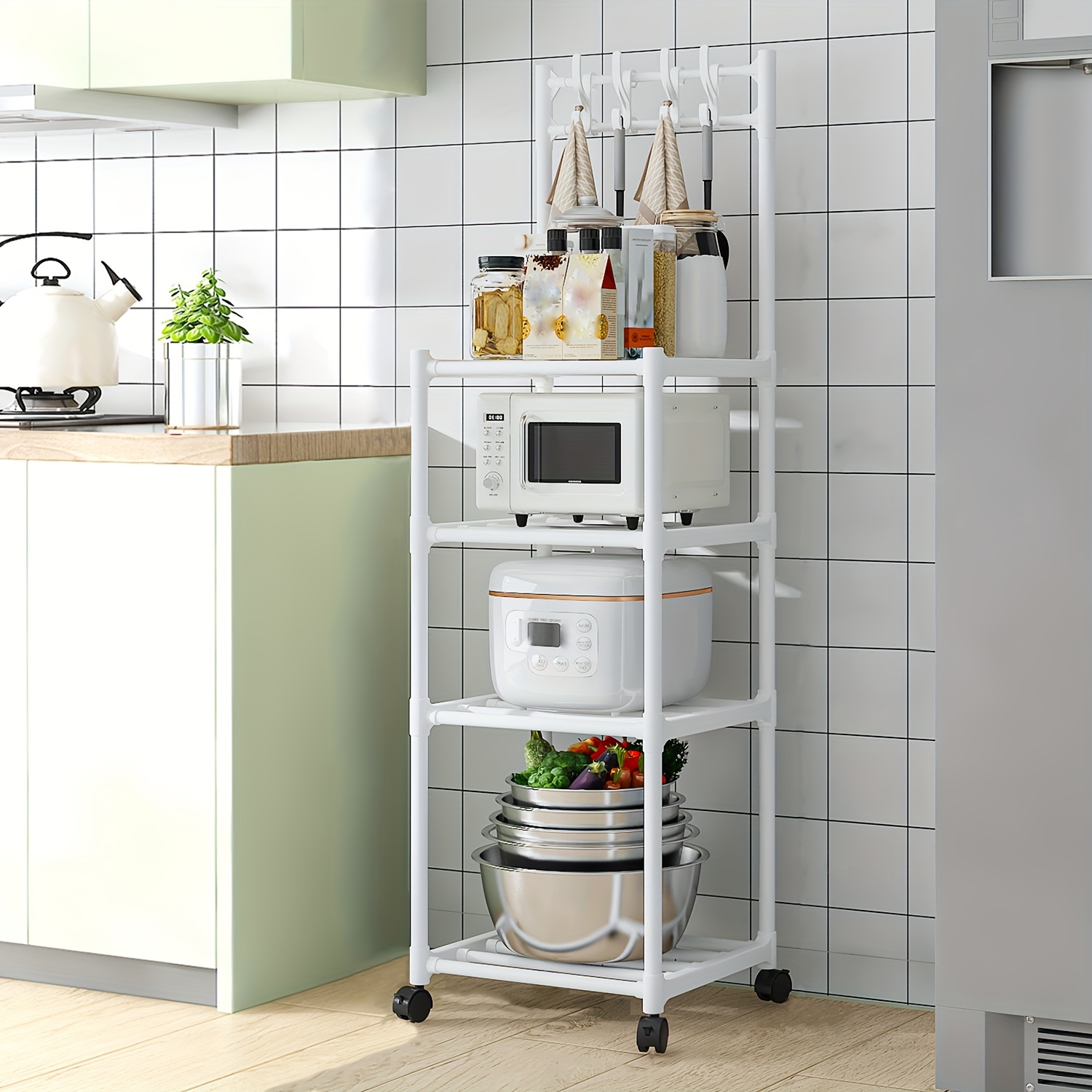 Estante para horno microondas, mueble de almacenamiento para encimera de  cocina, organizador de condimentos, soporte para el hogar