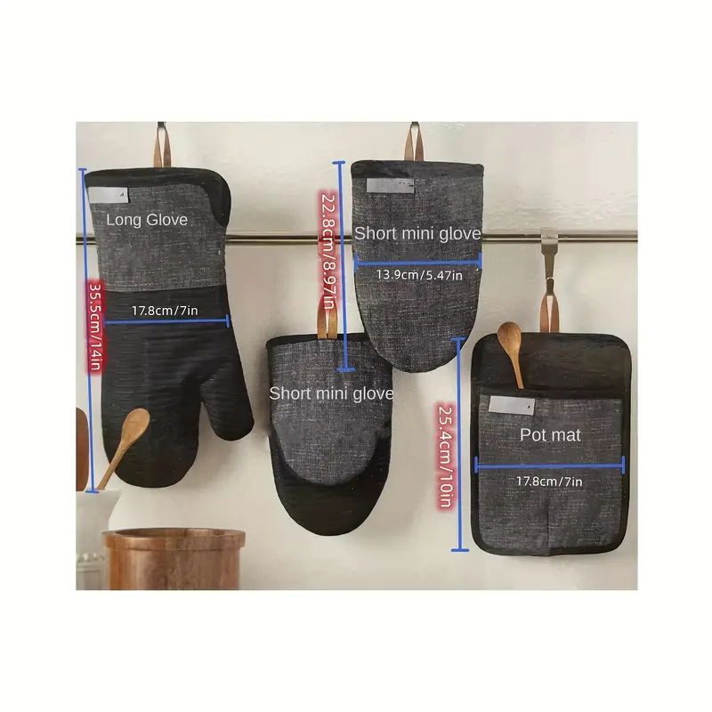 Extra Long Oven Mitts And Pot Holders Sets Heat Resistant - Temu