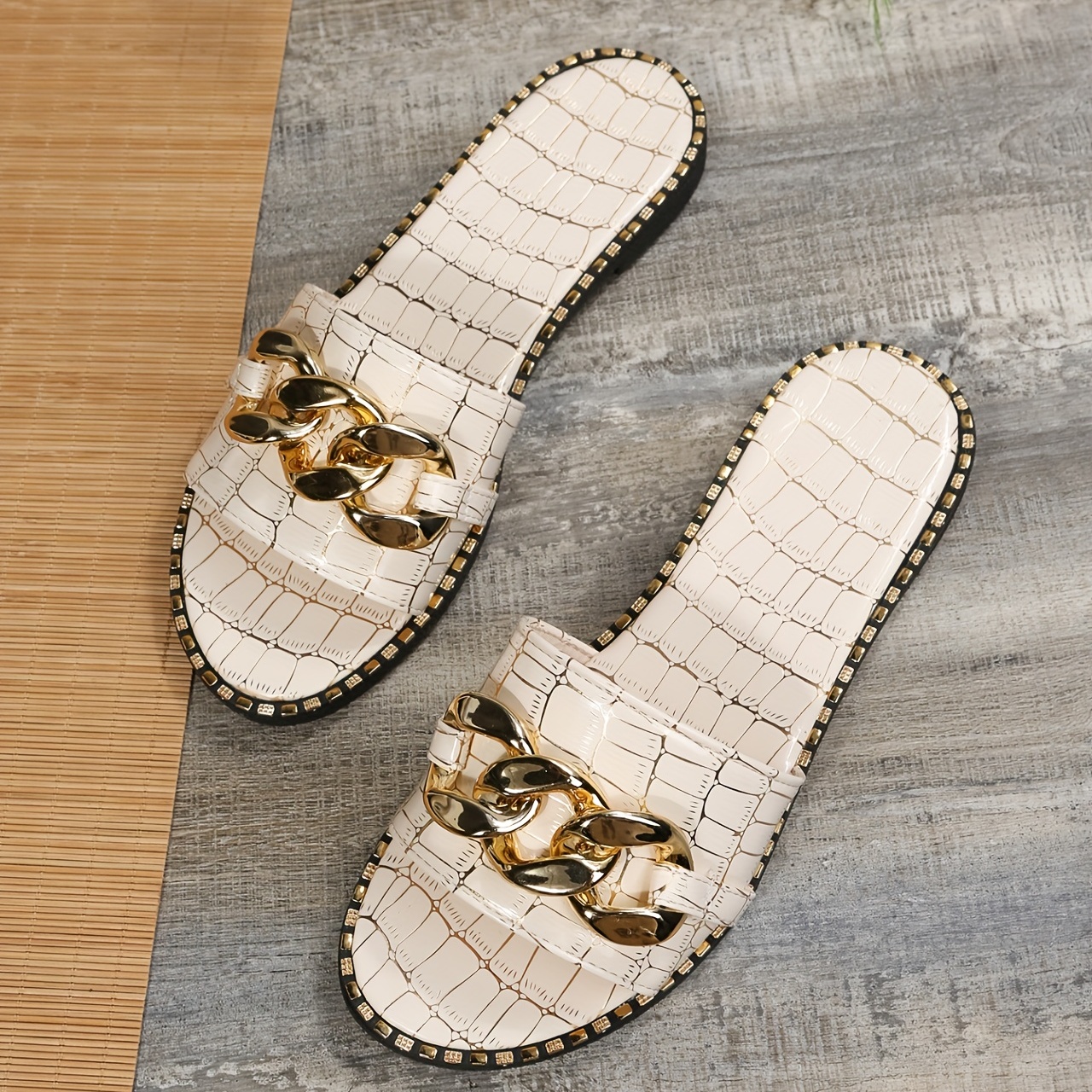 Sandalias Metálicas Con Decoración De Chian Para Mujer, Zapatos
