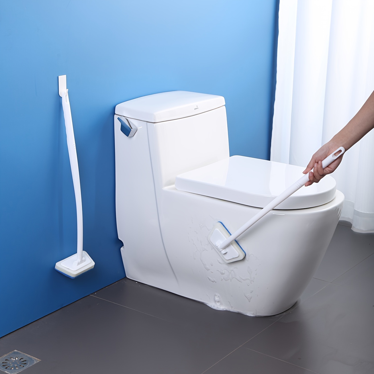 Bathroom Multi-Functional Wall Brush Long Handle Removable