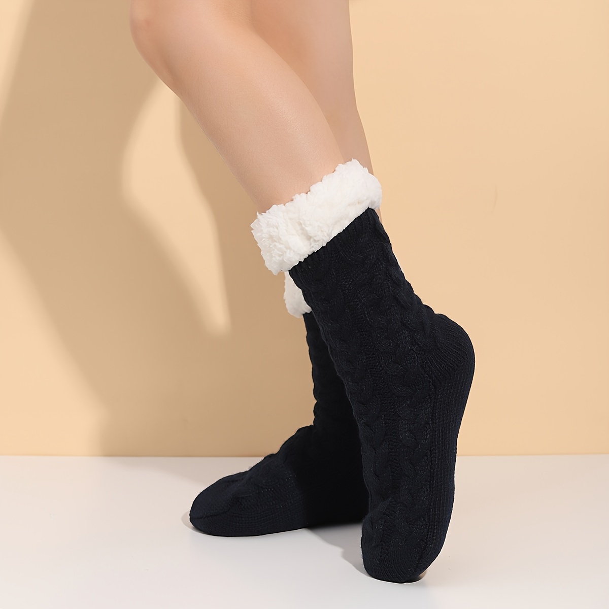 Chaussettes Molletonné Blanche Femme Winter Socks Sherpa
