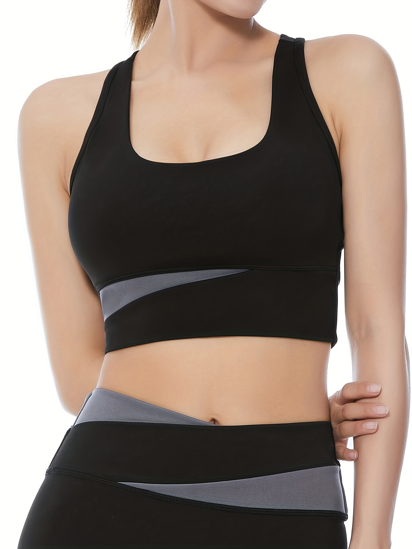 Wireless Padded Sports Bra U Neck Tank Tops Push Compression - Temu Belgium