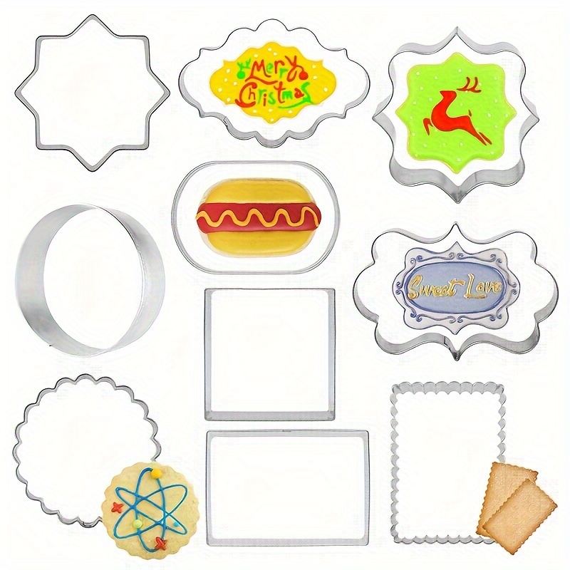 10 PCS Plaque Frame Cookie Cutters Set Different Frames Fondant