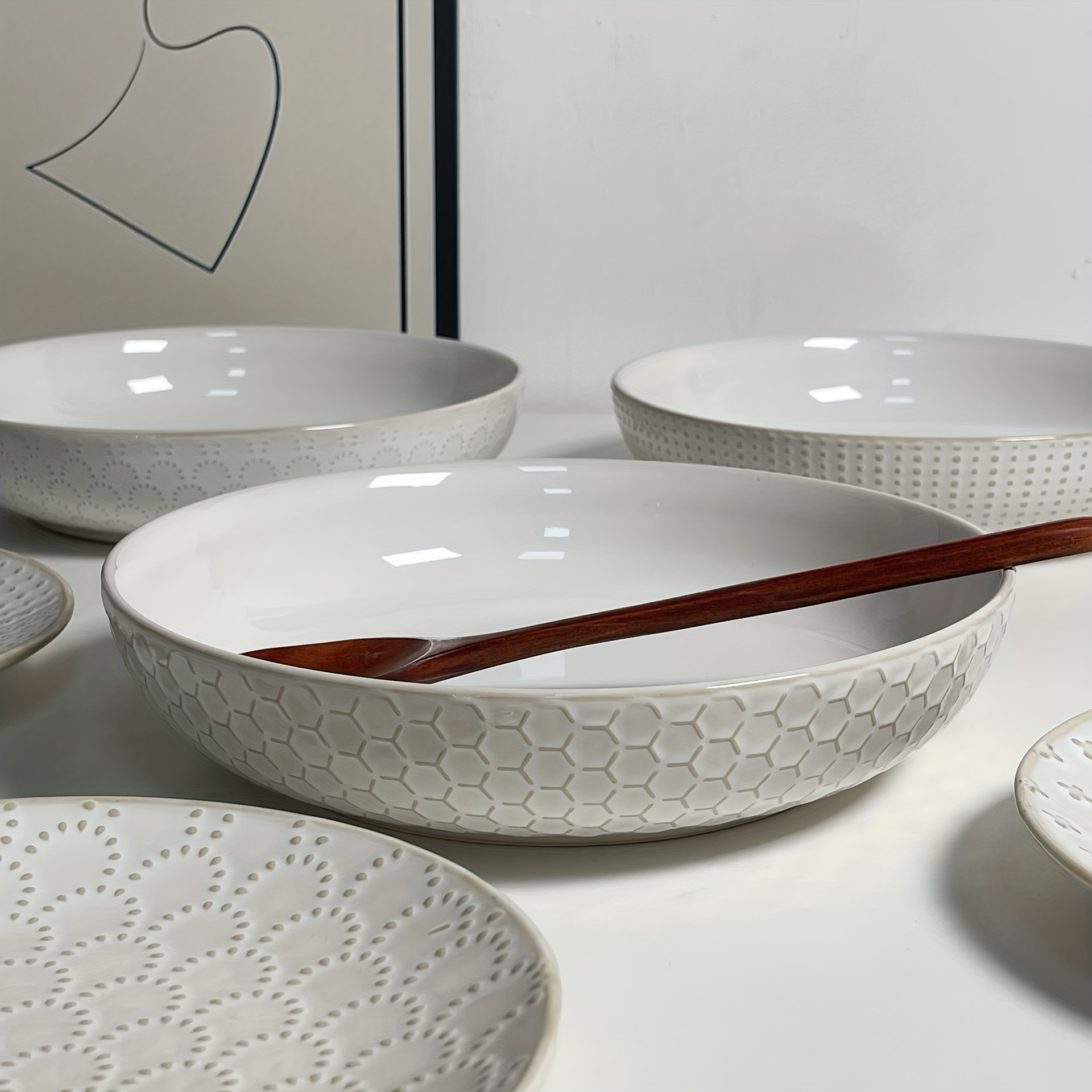 Arctic White Large Soup Bowl Ceramic Kitchen Bowl Set - Temu