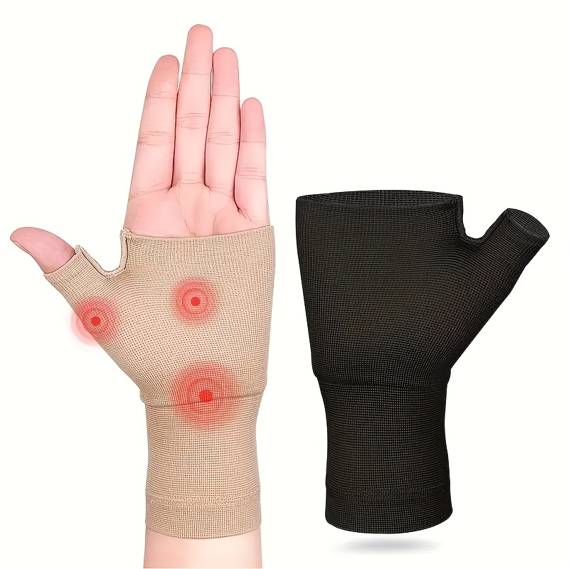 関節 関節炎 手 黒 磁気療法手袋 磁気 関節痛 保護 リウマチ 手首 指 - 6