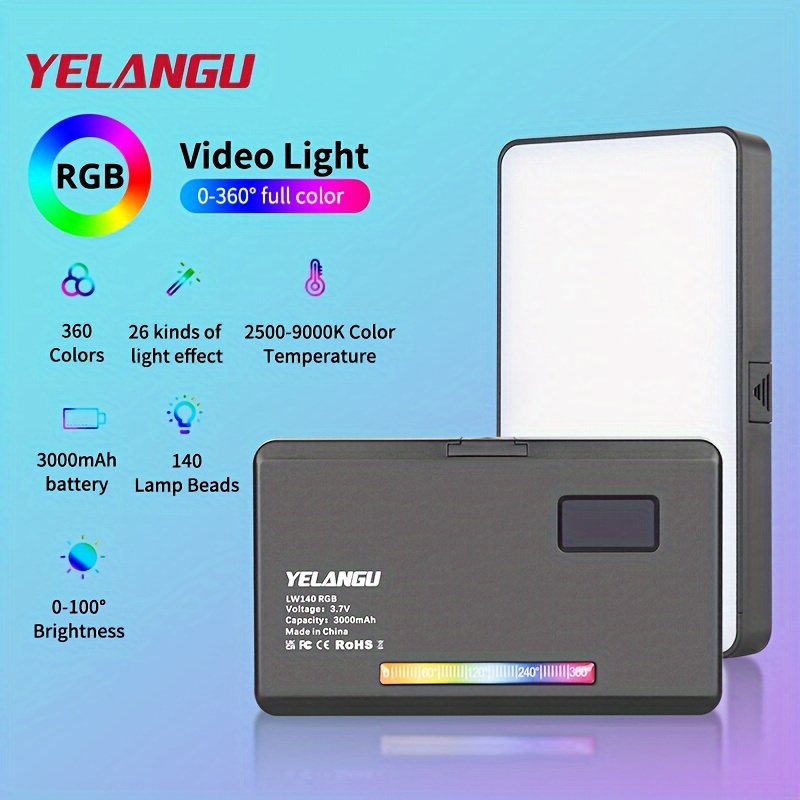 Rgb Video Light Led Camera Light Cri95+ Rechargable Panel - Temu