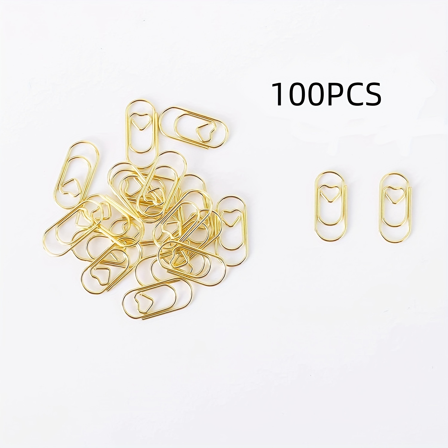 100pcs Heart Shaped Paper Clips Metal Bookmarks Clamps Student