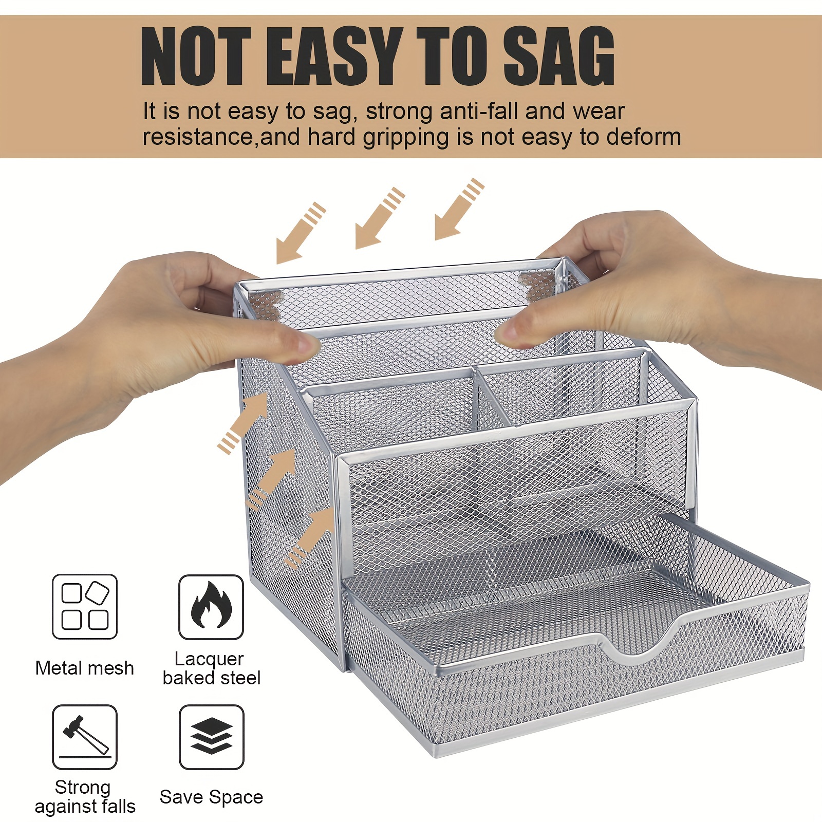 Multi function Metal Mesh Desk Organizer Office Supplies - Temu