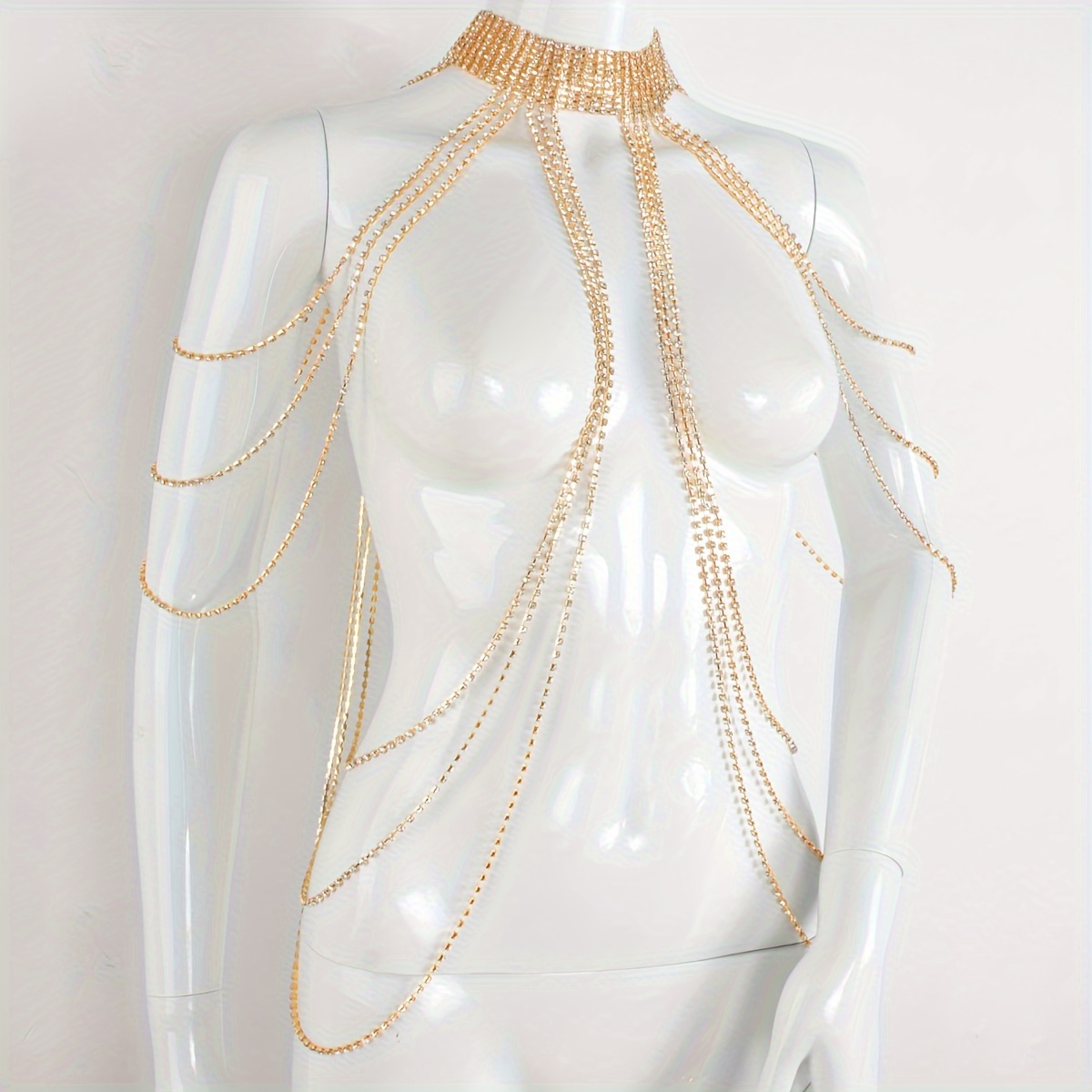 Sexy Iced Shiny Rhinestone Multi Layers Body Chain Collar - Temu