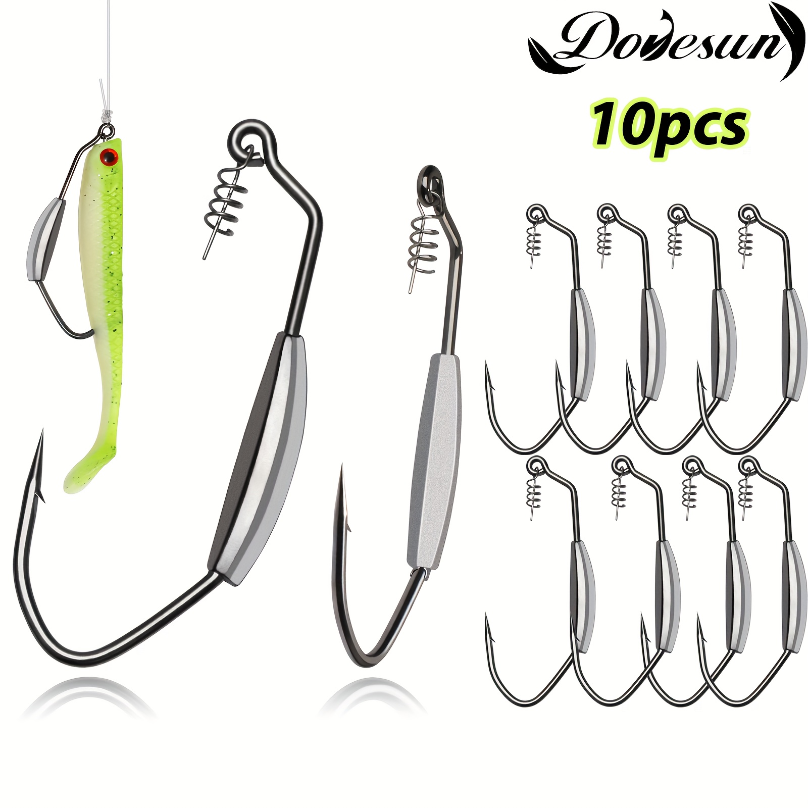 10pcs Weighted Fishing Hooks For Saltwater And - Temu