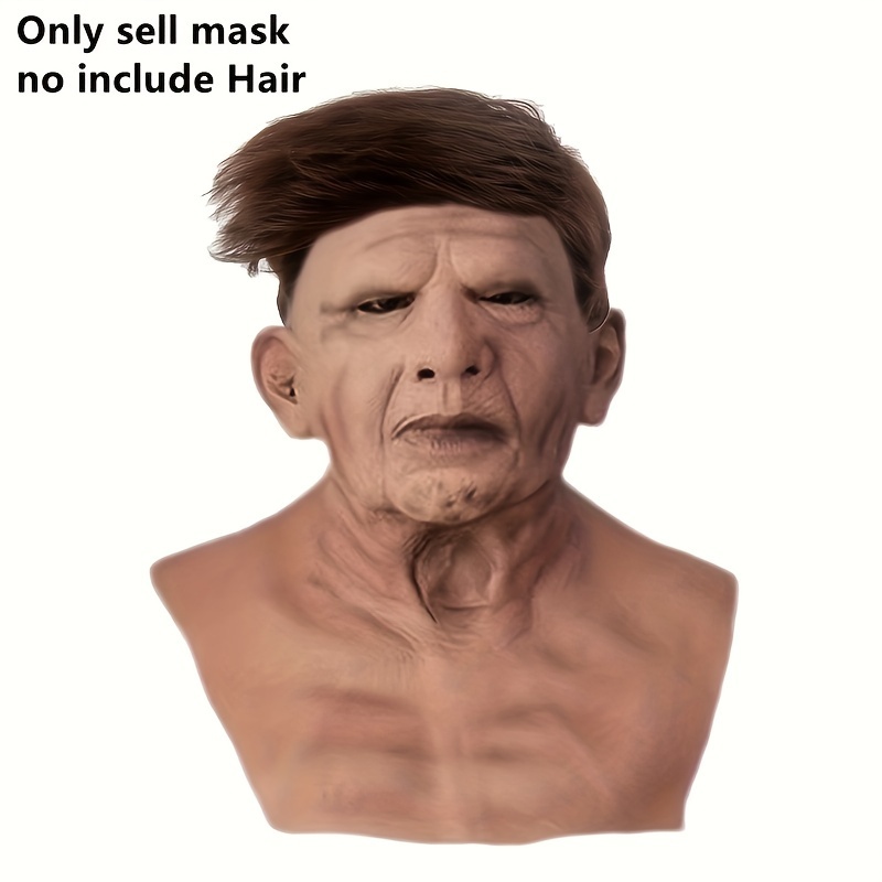 Anciano Cabeza Calva Máscara de Látex Bad Abuelo Disfraz Despedida Soltero  Gris