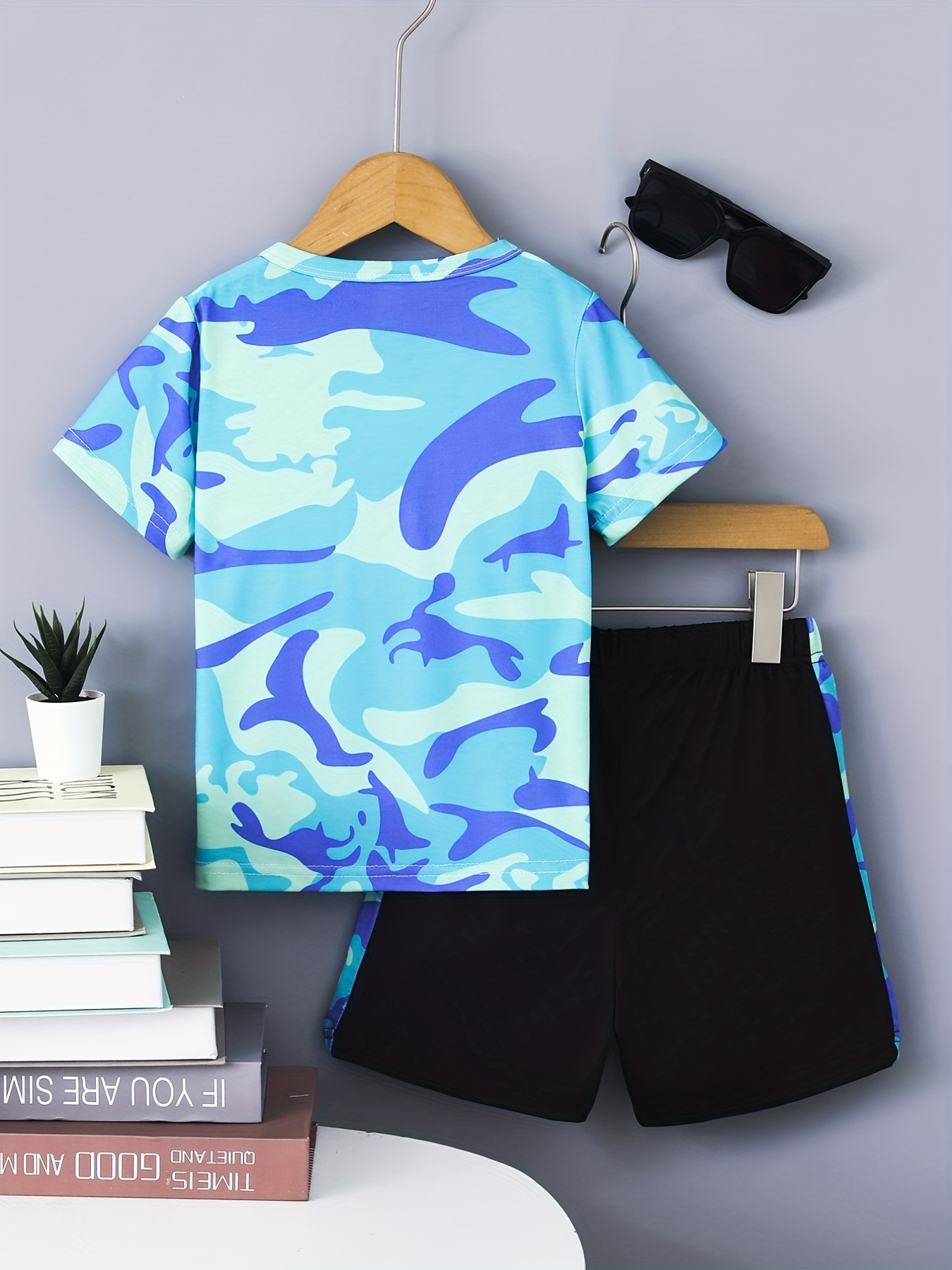 Summer Men Camouflage Casual Outfit Short Sleeve T-Shirts+Shorts