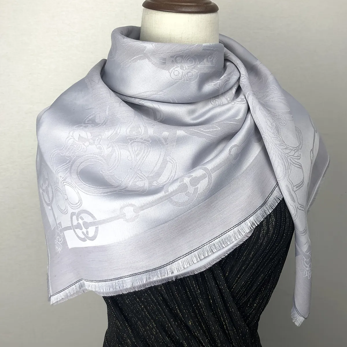 Silvery Jacquard Square Scarf 35 43 Vintage Shawl Women Elegant Head Wrap  Turban Outdoor Windproof Hijab, 90 Days Buyer Protection