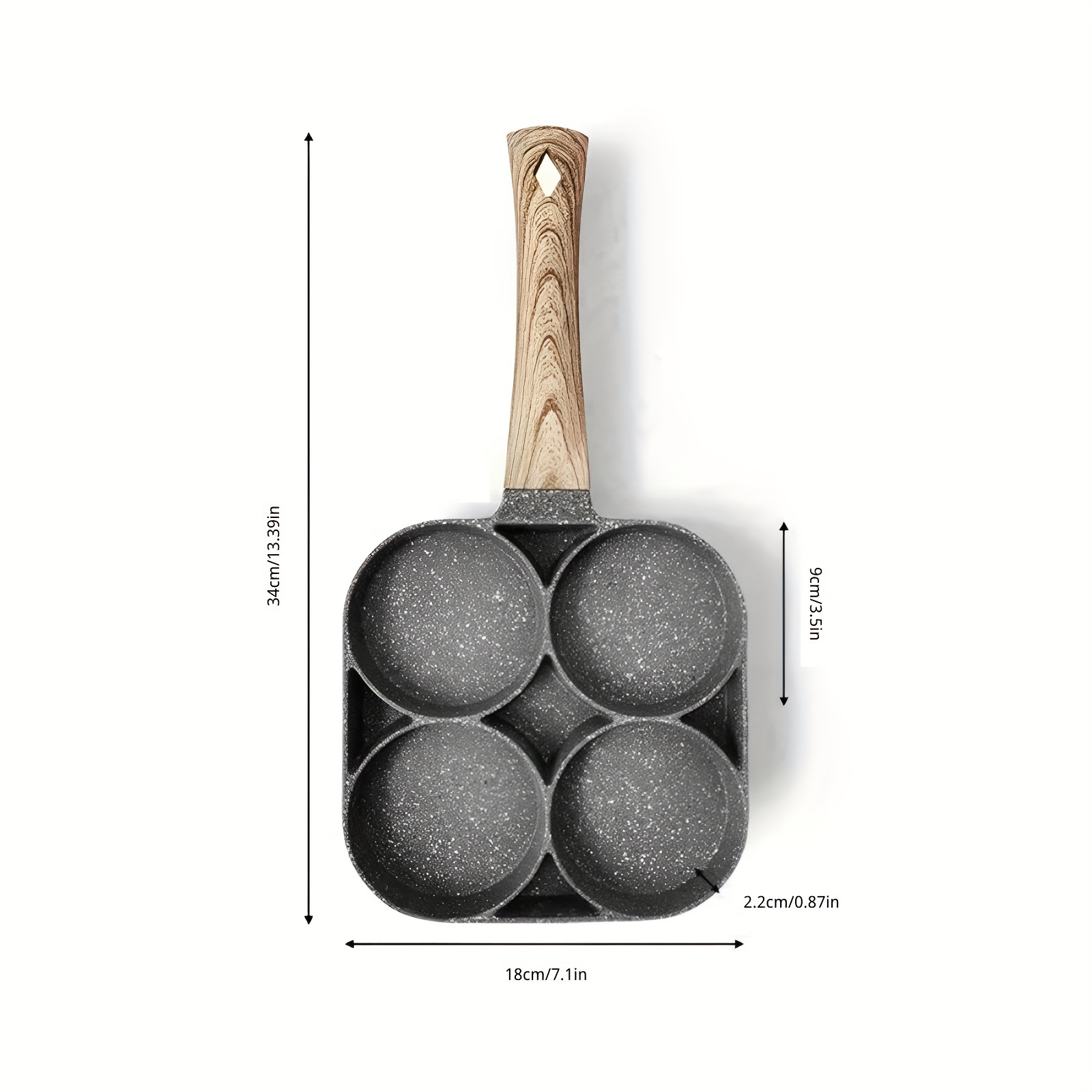 1pc fry pan for egg non stick ham pancake maker egg burger pan with wooden handle 4hole for induction cooker gas stove details 0