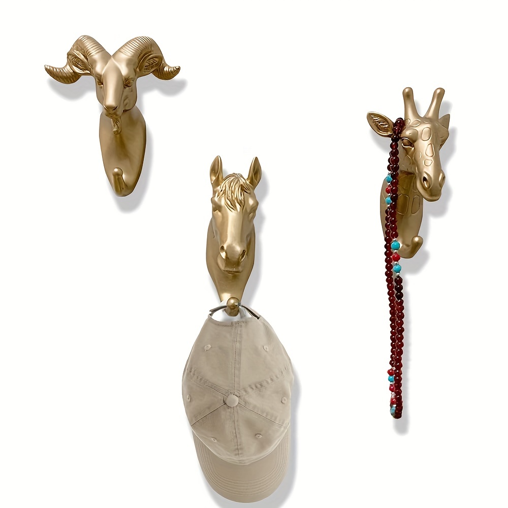 Wall Hook, Animal Head Wall Mounted Coat Rack Design Resin Gold Wall Hook  Decorative Hooks For Cloth