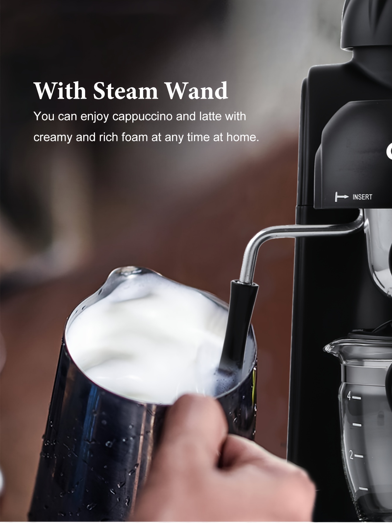 Gemilai Milk Foam Machine Fully Automatic Cold and Hot Steam Coffee Homeuse  Commercial Use Manual Electric Milk Beater