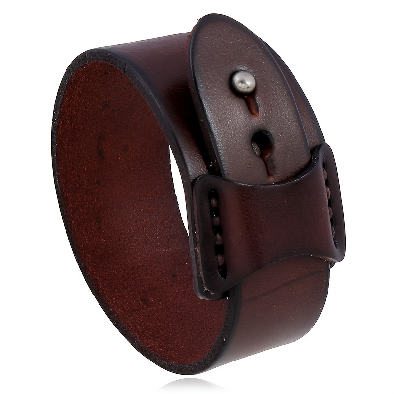 Image of European And Men's Business Fashion Genuine Leather Bracelet, Trendy Punk Rock Minimalist Accessory