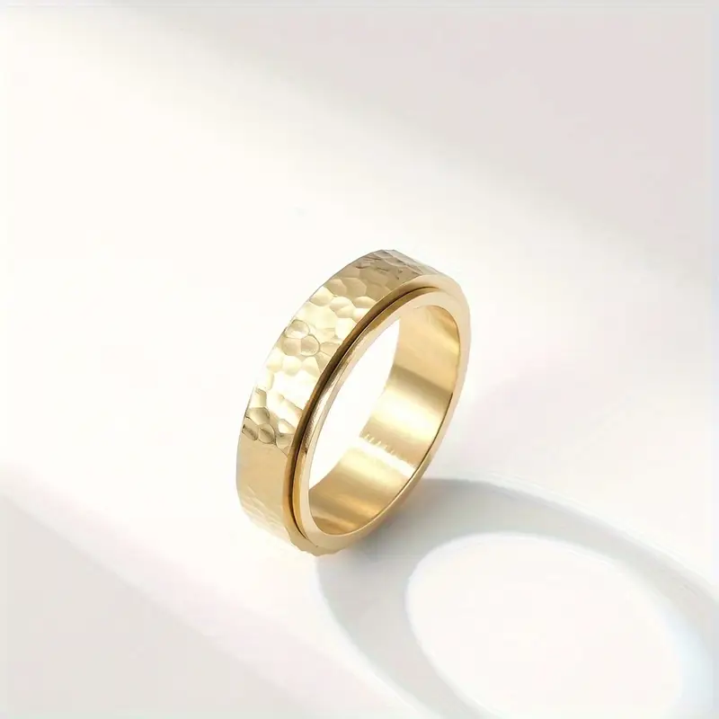 elegant stainless steel rotating ring with unique alloy pattern hypoallergenic non slip rubber for casual attire or special occasions daily wear ring minimalist ring durable ring Product details 6