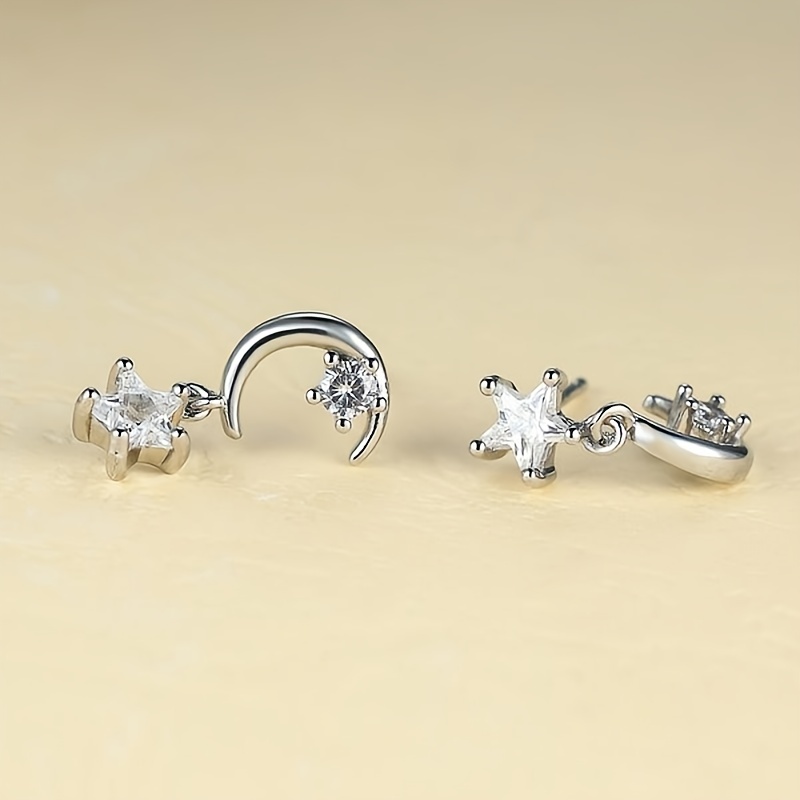 Crescent Moon & Star Dangle Earrings for Women