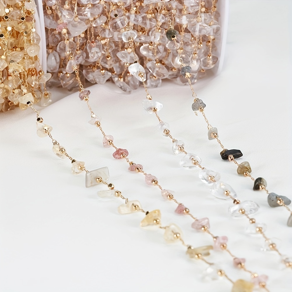 1meter Bohemian Style Crystal Irregular Stone Beaded Chain - Temu