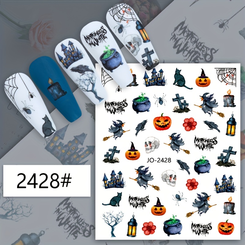Halloween Nail Art Stickers - Ghost Pumpkin Cat Patterns