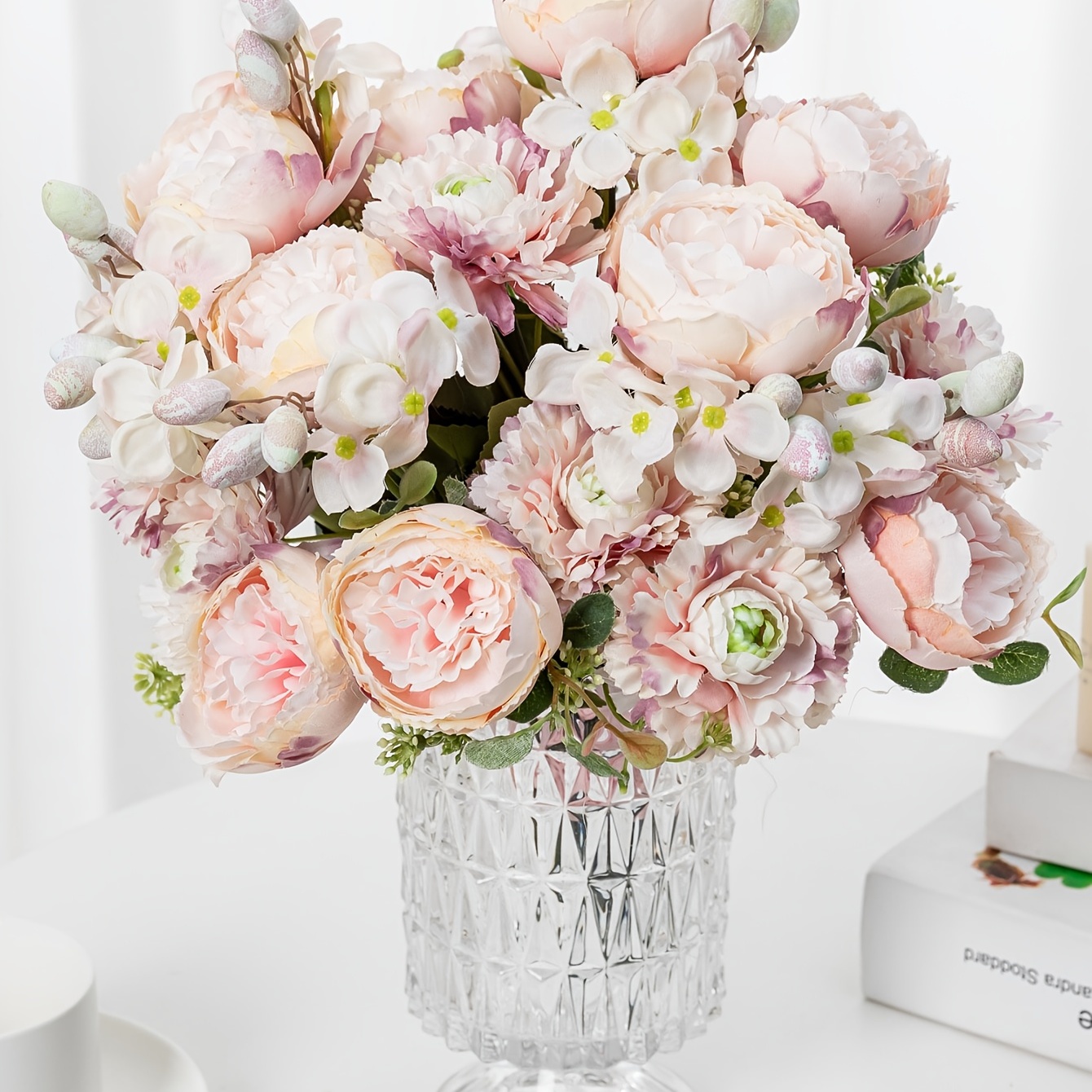 1 Mazzo di fiori artificiali, peonia falsa, bouquet di rose in plastica per  la decorazione della casa, del matrimonio e del bouquet nuziale - Temu Italy