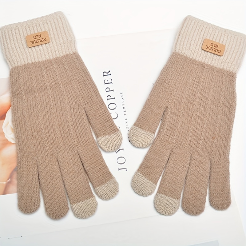 1pair Unisex Stretchy Knit Touch Screen Gloves Winter Holiday