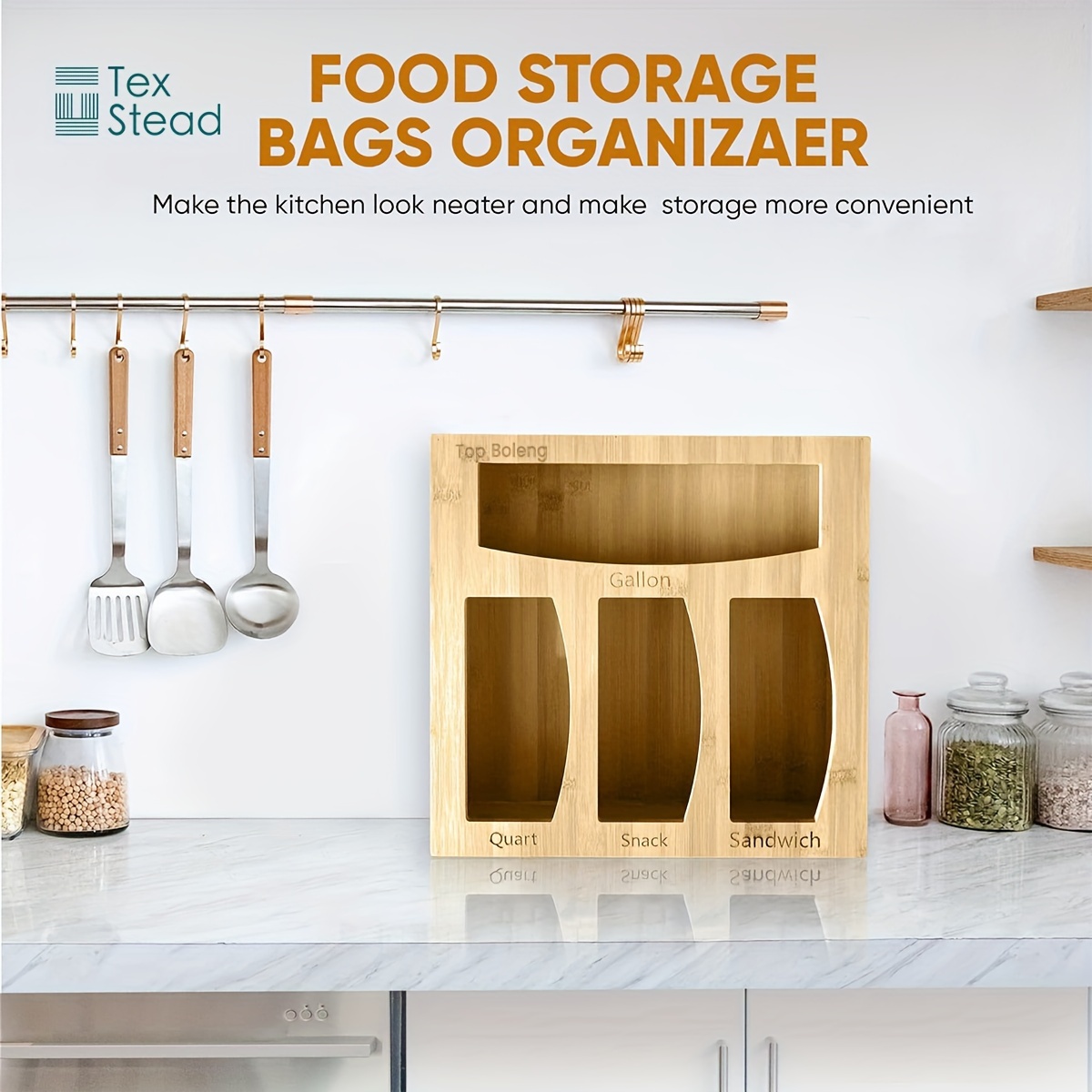 Bamboo Food Sealed Bag Organizer Box For Drawer, Food Storage Bags Container,  Compatible With Gallon Quart Sandwich Snack Size Bags, Household Storage  Organizer For Desktop, Living Room, Home, Dorm, Kitchen Accessories 