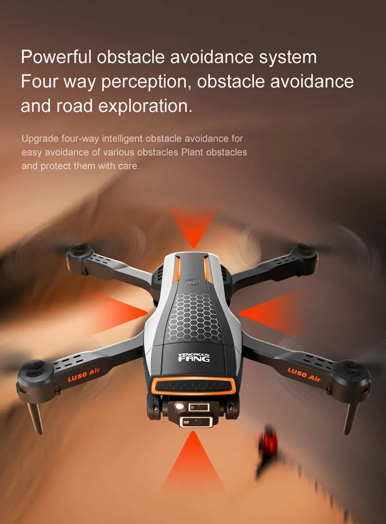 lu50 drone equipped with esc high definition hd electronic governor dual camera four sided obstacle avoidance cool lighting one key takeoff landing 360 rolling stunt details 6