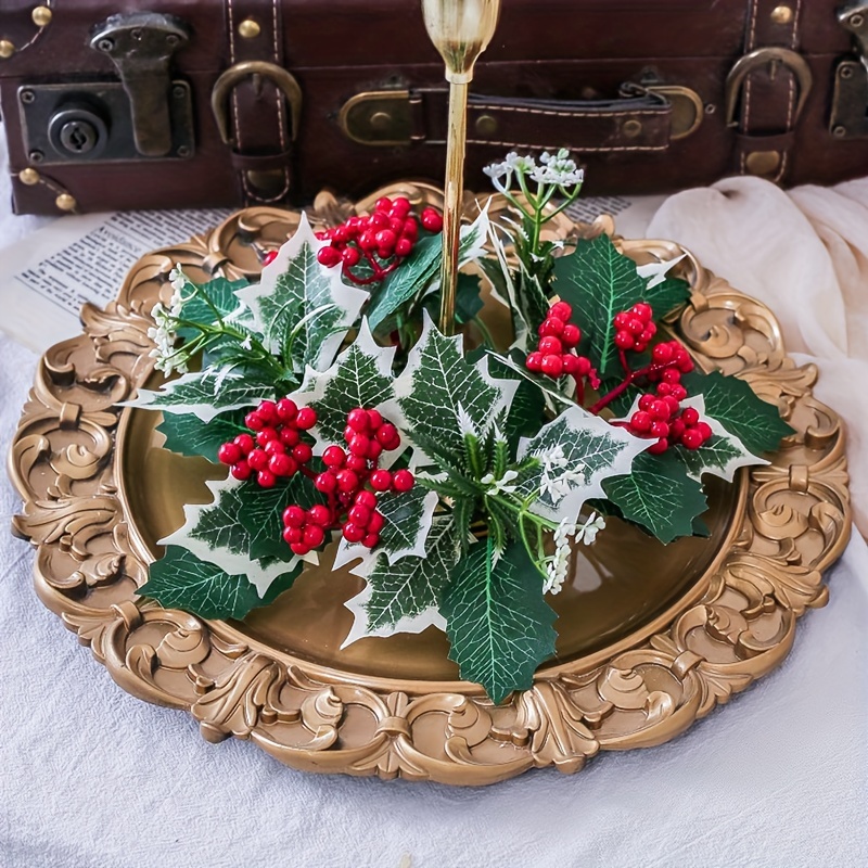 人工リース、クリスマス装飾リースキャンドルホルダー、卓上ワインボトルアレンジメントカウンターウィンドウディスプレイ小道具1個。