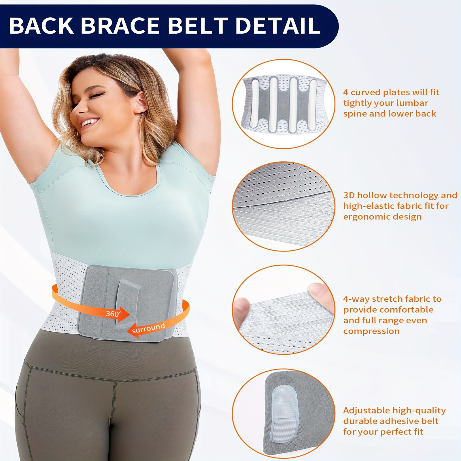 Back Brace For Women And Men, Breathable Mesh Support Belt, Back Support  Brace For Sciatica, Scoliosis, Herniated Disc
